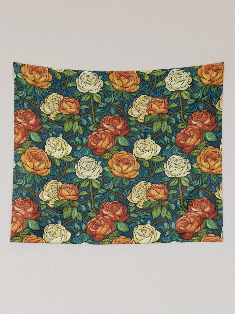Thumbnail 2 of 3, Tapestry, Van Gogh Roses Pattern 20 designed and sold by DigitalPatternx.