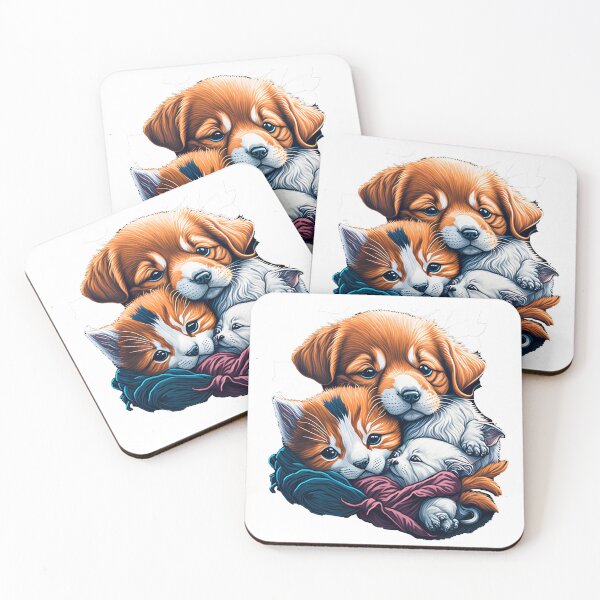 Item preview, Kitten and Puppy Love - Cuddly and Cozy Animal Design designed and sold by DesignArtEmpire.