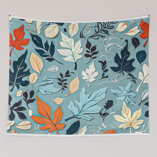 Item preview,  A seamless pattern showcasing a mix of whimsical leaves, ranging from realistic to abstract shapes designed and sold by bubbleshop01.