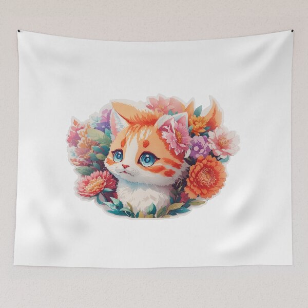 Item preview,  Little Cat With Flowers Sticker designed and sold by Uday24.