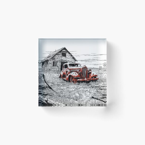 Item preview, Shack Vintage - Un-Captioned - Abandoned, Rusting, Vintage Car Outside Derelict Shack designed and sold by liminal-concept.