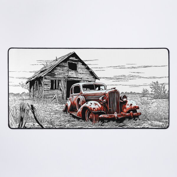 Item preview, Shack Vintage - Un-Captioned - Abandoned, Rusting, Vintage Car Outside Derelict Shack designed and sold by liminal-concept.