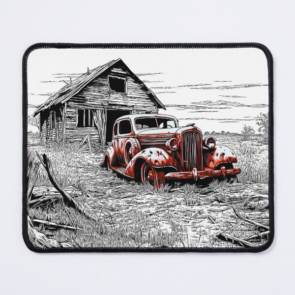 Item preview, Shack Vintage - Un-Captioned - Abandoned, Rusting, Vintage Car Outside Derelict Shack designed and sold by liminal-concept.
