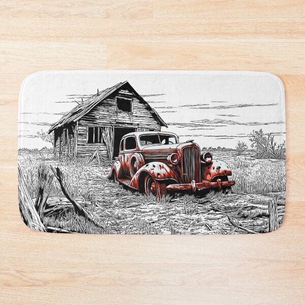 Item preview, Shack Vintage - Un-Captioned - Abandoned, Rusting, Vintage Car Outside Derelict Shack designed and sold by liminal-concept.