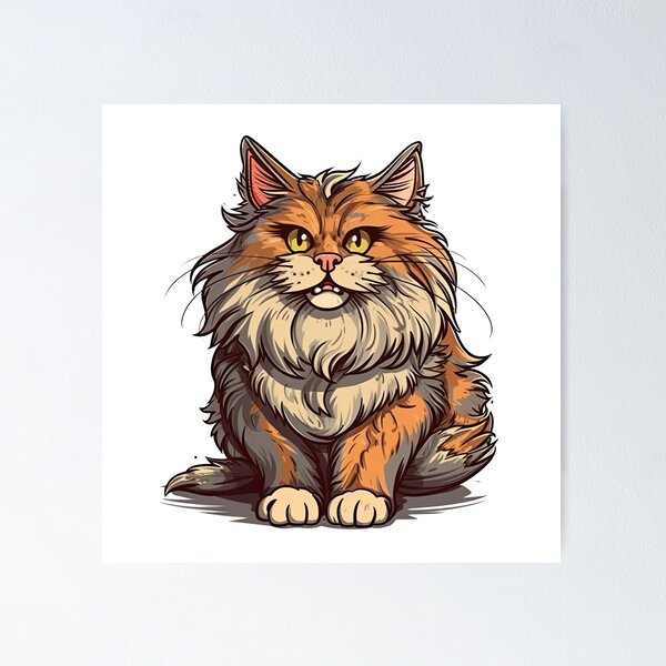 Item preview, Illustrations: Playful Norwegian Forest Cat Designs for Adorable Cat designed and sold by DooodleGod.