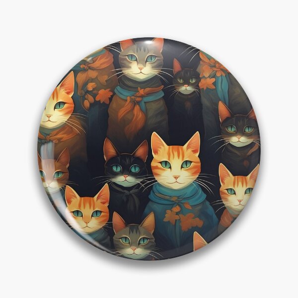 Aperçu de l'œuvre Élégance féline : chats vintage peints à l'huile dans un motif adorable créée et vendue par AkraidaxDesign.