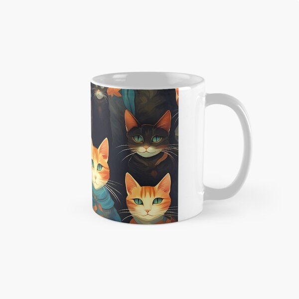 Item preview, Feline Elegance: Oil painted vintage cats in an adorable pattern designed and sold by AkraidaxDesign.