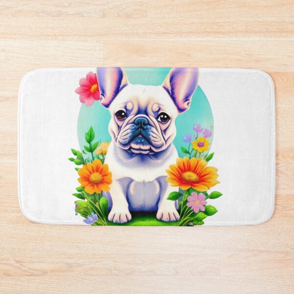 Item preview, Portrait of Adorable French Bulldog with watercolor flowers designed and sold by YourNameMatters.