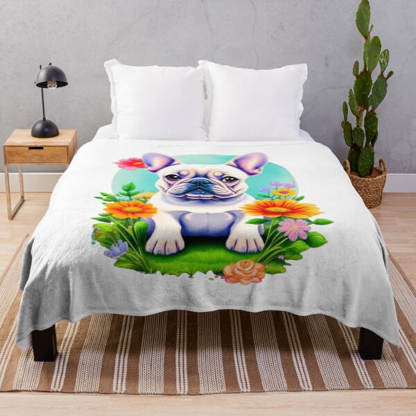 Item preview, Portrait of Adorable French Bulldog with watercolor flowers designed and sold by YourNameMatters.