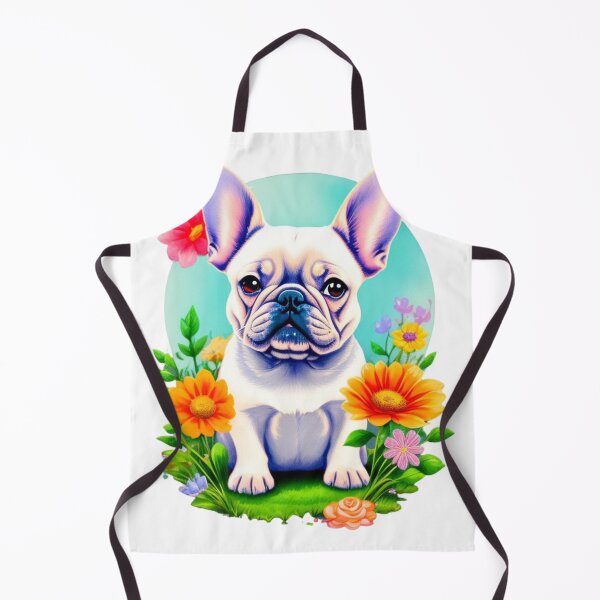 Item preview, Portrait of Adorable French Bulldog with watercolor flowers designed and sold by YourNameMatters.