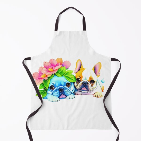 Item preview, Portrait of Cute French Bulldogs with watercolor flowers designed and sold by YourNameMatters.