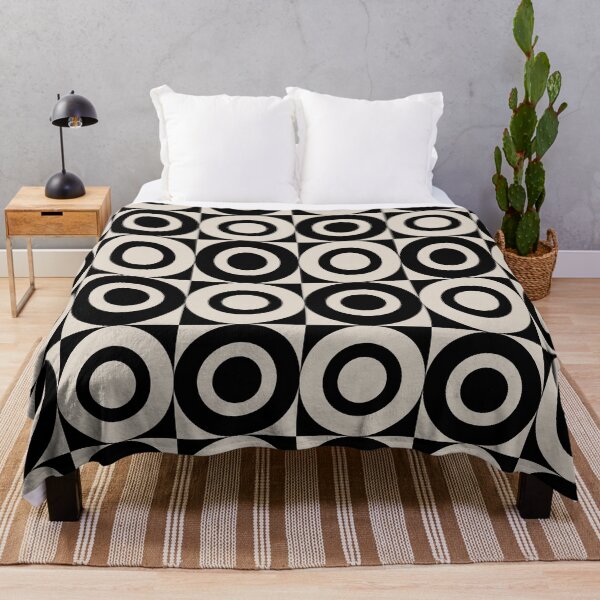 Item preview, 70s Retro Vintage Style Geometric Design Black and Linen White designed and sold by tonymagnerart.