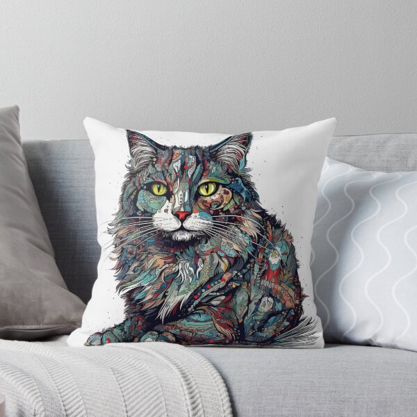 Item preview, Purr-fect Norwegian Forest Cat Art: Mixed-Media | Adorable Home Decor designed and sold by DooodleGod.