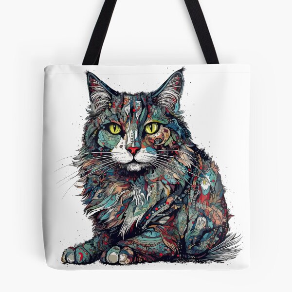 Item preview, Purr-fect Norwegian Forest Cat Art: Mixed-Media | Adorable Home Decor designed and sold by DooodleGod.