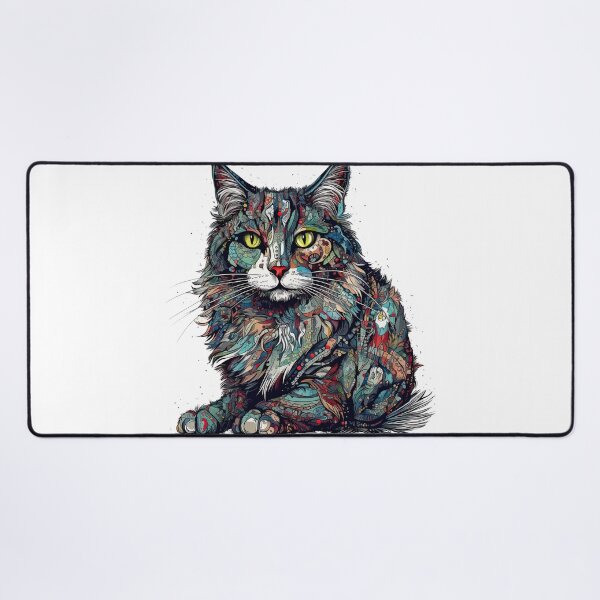 Item preview, Purr-fect Norwegian Forest Cat Art: Mixed-Media | Adorable Home Decor designed and sold by DooodleGod.