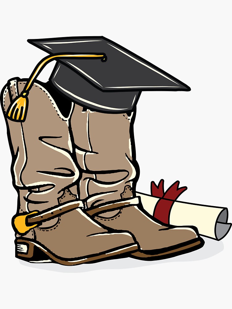 Graduation Cap and Cowboy Boot Arrangement