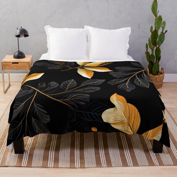 Item preview, Golden leaves, black background designed and sold by TogetherDshop.