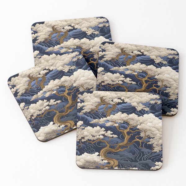 Item preview, Whispering Skies - Asian Fantasy Fabric with Clouds and Trees designed and sold by vadimcarazan.