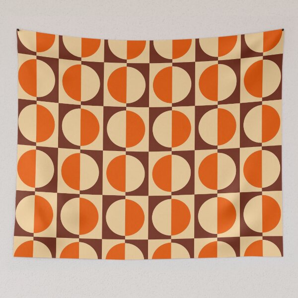 Item preview, 70s Retro Vintage Style Geometric Design Orange Brown and Beige designed and sold by tonymagnerart.
