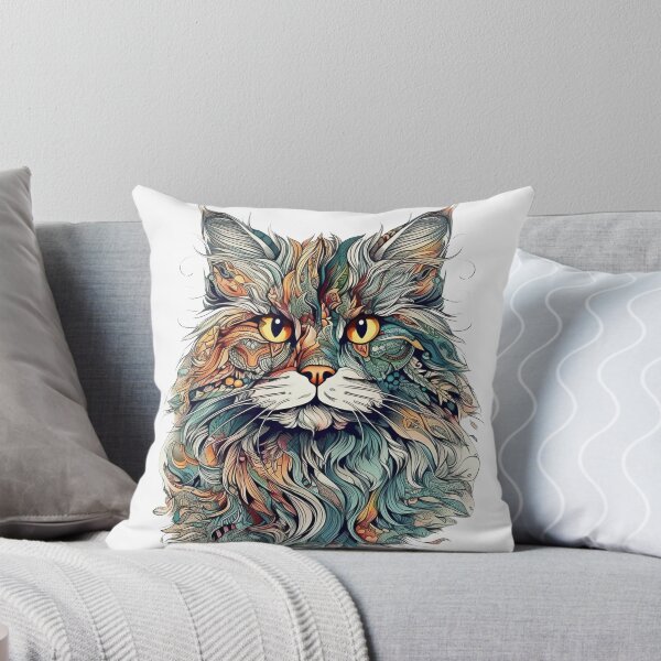 Aperçu de l'œuvre Norwegian Forest Cat Surreal Tee & Gifts - Artful Imaginary Feline créée et vendue par DooodleGod.