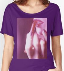 Surreal analog film photo of lady putting on lipstick makeup Loose Fit T-Shirt
