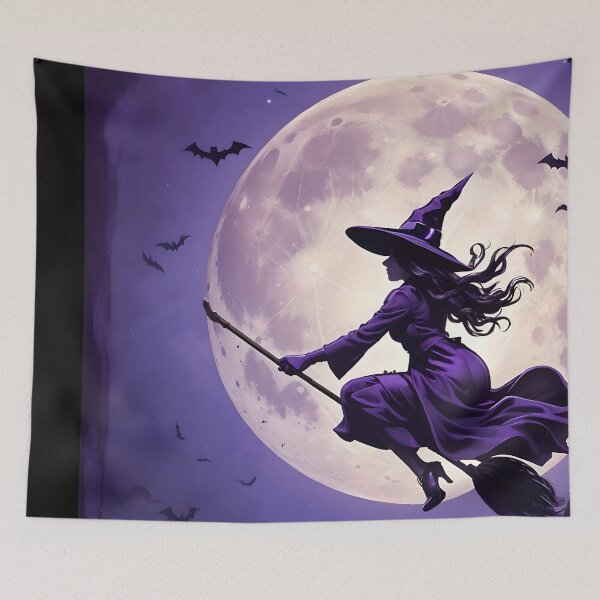 Item preview, Vintage Nighttime Witch on a Broom designed and sold by ElLocoMus.