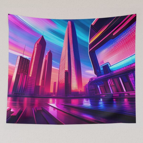 Item preview, City Under Neon Clouds designed and sold by Ink Art Design.