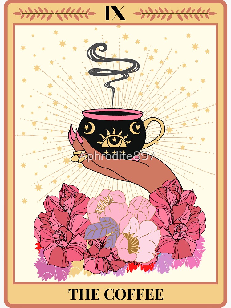 The Coffee Tarot Sticker, Witchy Sticker, Alternative Tarot, Coffee Lovers  