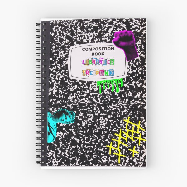 Item preview, Libraries are punk - composition book designed and sold by BitofLiz.