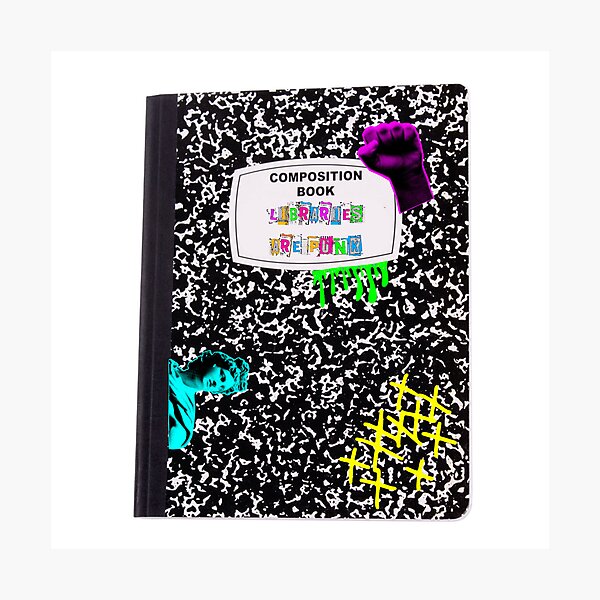 Item preview, Libraries are punk - composition book designed and sold by BitofLiz.