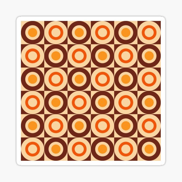 Item preview, 70s Retro Vintage Style Geometric Design Brown Orange Yellow and Beige designed and sold by tonymagnerart.