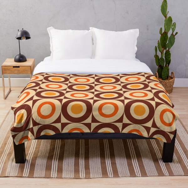 Item preview, 70s Retro Vintage Style Geometric Design Brown Orange Yellow and Beige designed and sold by tonymagnerart.