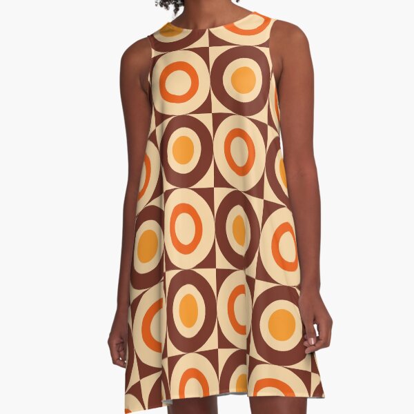 Aperçu de l'œuvre Design géométrique de style vintage rétro des années 70 marron orange jaune et beige créée et vendue par tonymagnerart.