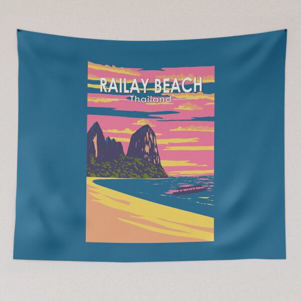 Item preview, Railay Beach Thailand Travel Art Vintage designed and sold by KrisSidDesigns.