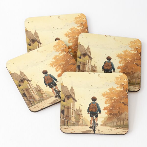 Item preview, A Boy Riding His Bike to School designed and sold by GoodOldVintage.