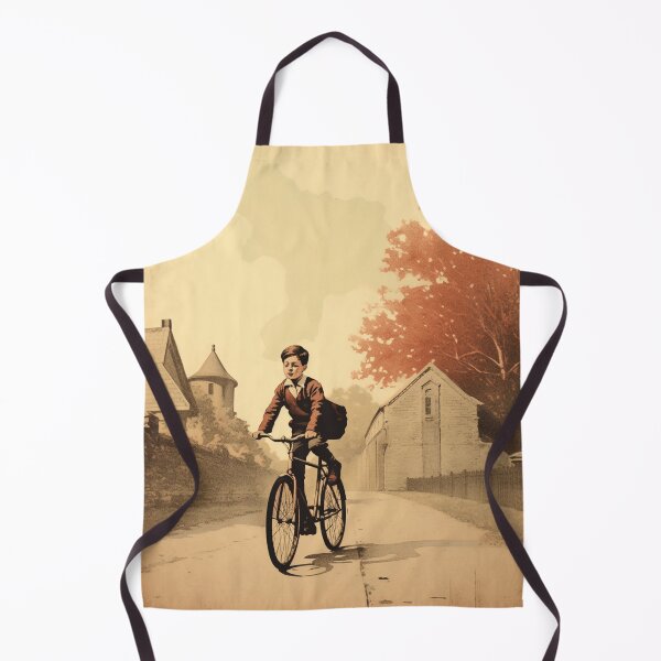 Item preview, A Boy Riding His Bike to School designed and sold by GoodOldVintage.
