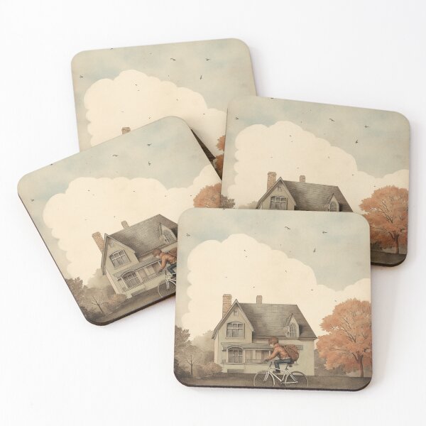 Item preview, A Boy Riding His Bike to School designed and sold by GoodOldVintage.
