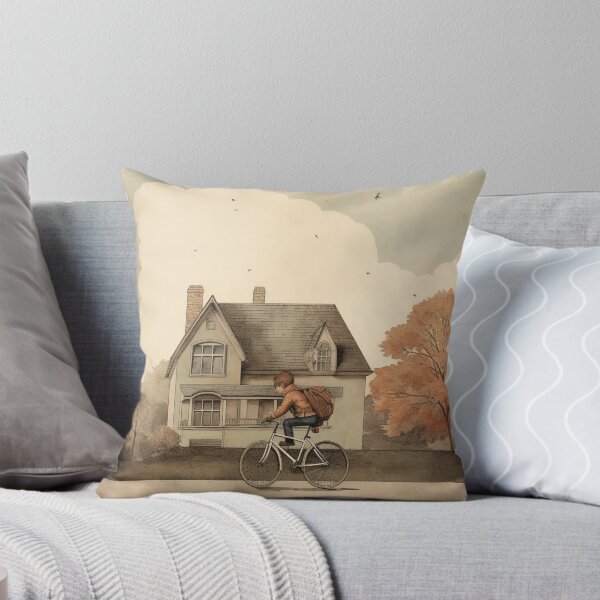 Item preview, A Boy Riding His Bike to School designed and sold by GoodOldVintage.
