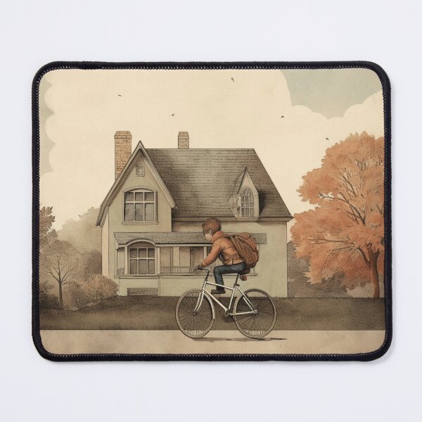 Item preview, A Boy Riding His Bike to School designed and sold by GoodOldVintage.