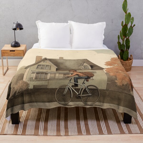 Item preview, A Boy Riding His Bike to School designed and sold by GoodOldVintage.