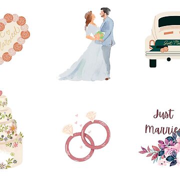 Cute Wedding Stickers for Envelopes and Scrapbooking  Magnet for