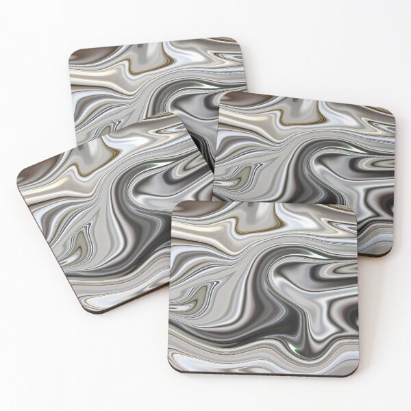 Item preview, Shinny silver liquid paint marble pattern designed and sold by 1Celery.