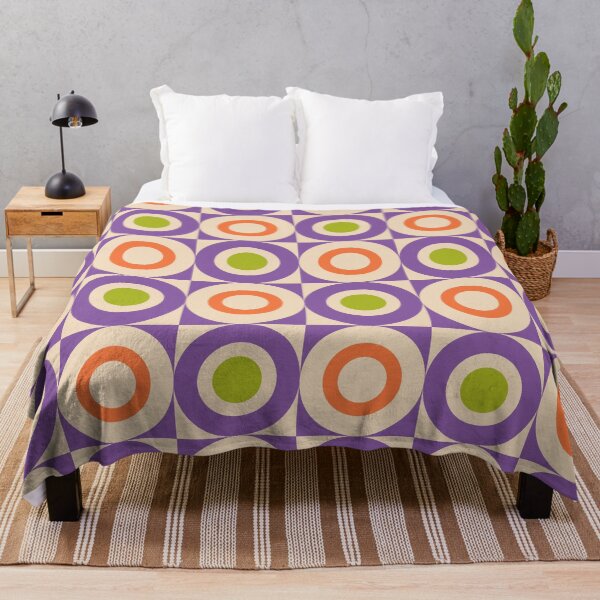 Item preview, 70s Retro Vintage Style Geometric Design Orange Lavender and Green designed and sold by tonymagnerart.
