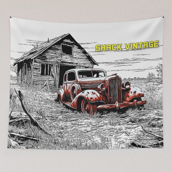 Item preview, Shack Vintage - Abandoned, Rusting, Vintage Car Outside Derelict Shack designed and sold by liminal-concept.
