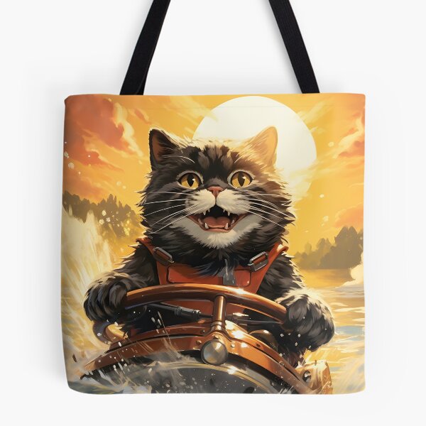 Item preview, Retro Cats Summertime Boating | Vintage Style Kitty Art designed and sold by KittyStampedeCo.