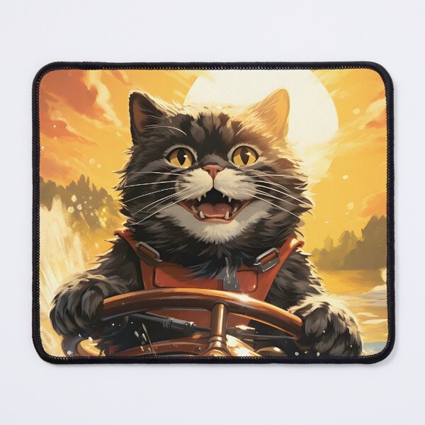 Item preview, Retro Cats Summertime Boating | Vintage Style Kitty Art designed and sold by KittyStampedeCo.