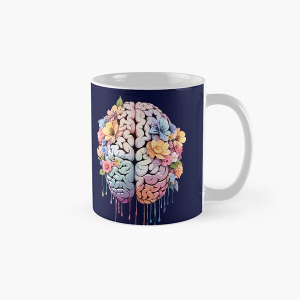 Item preview,  Cultivating Mental Health and Wellness, embracing Serenity, pastel color floral brain designed and sold by Collagedream.