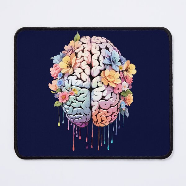 Item preview, Cultivating Mental Health and Wellness, embracing Serenity, pastel color floral brain designed and sold by Collagedream.
