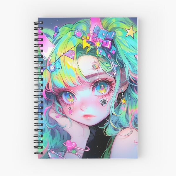 Item preview, Kawaii Neon Rainbow Pouty Anime Girl designed and sold by bubblegoth.