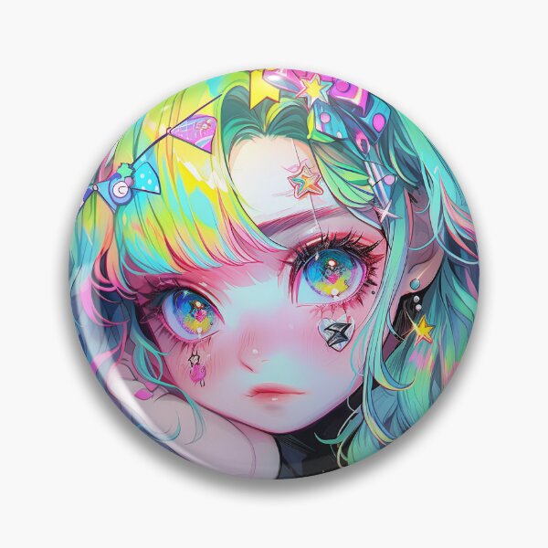 Item preview, Kawaii Neon Rainbow Pouty Anime Girl designed and sold by bubblegoth.